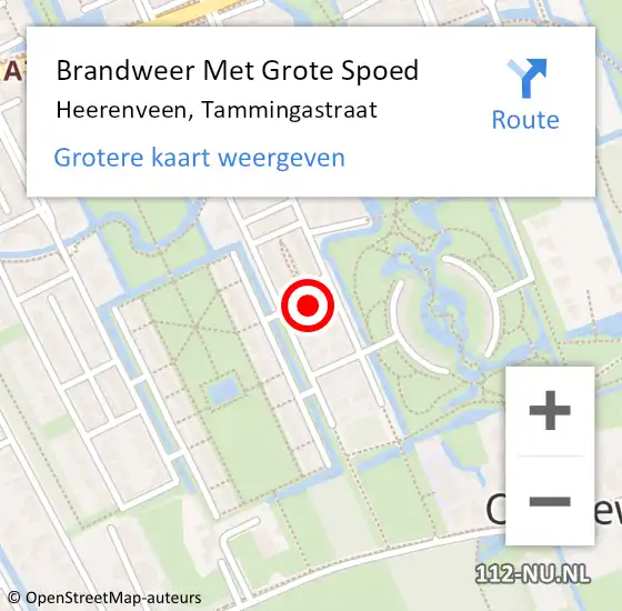 Locatie op kaart van de 112 melding: Brandweer Met Grote Spoed Naar Heerenveen, Tammingastraat op 5 december 2014 16:51