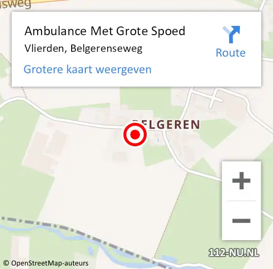 Locatie op kaart van de 112 melding: Ambulance Met Grote Spoed Naar Vlierden, Belgerenseweg op 5 december 2014 17:16