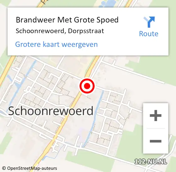 Locatie op kaart van de 112 melding: Brandweer Met Grote Spoed Naar Schoonrewoerd, Dorpsstraat op 5 december 2014 17:24