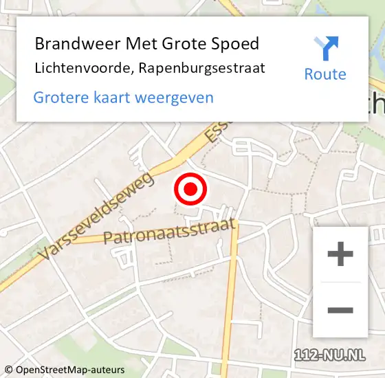 Locatie op kaart van de 112 melding: Brandweer Met Grote Spoed Naar Lichtenvoorde, Rapenburgsestraat op 5 december 2014 17:38