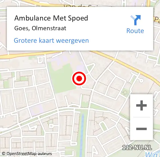 Locatie op kaart van de 112 melding: Ambulance Met Spoed Naar Goes, Olmenstraat op 5 december 2014 17:38