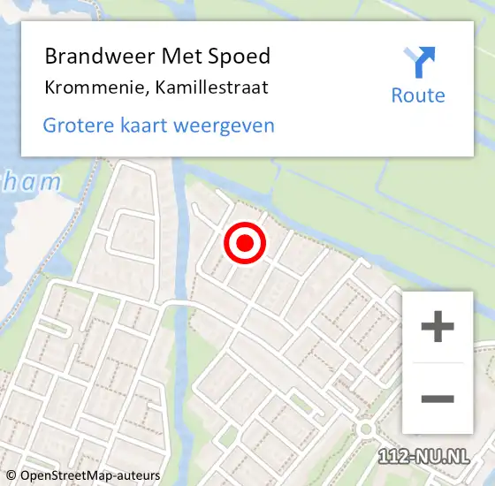 Locatie op kaart van de 112 melding: Brandweer Met Spoed Naar Krommenie, Kamillestraat op 5 december 2014 17:40