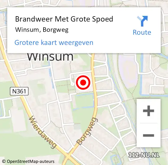 Locatie op kaart van de 112 melding: Brandweer Met Grote Spoed Naar Winsum, Borgweg op 5 december 2014 17:58