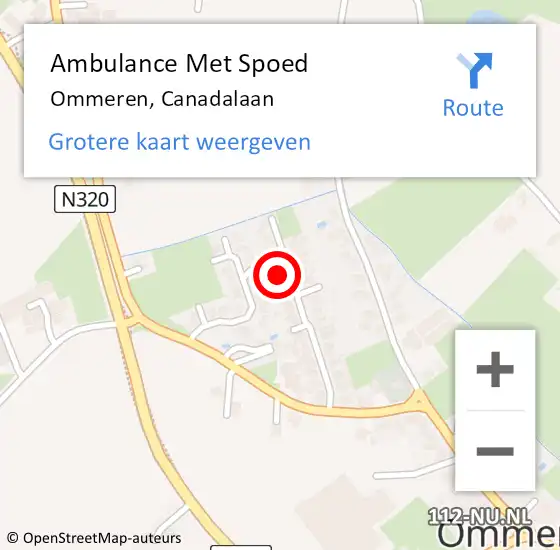 Locatie op kaart van de 112 melding: Ambulance Met Spoed Naar Ommeren, Canadalaan op 5 december 2014 18:35