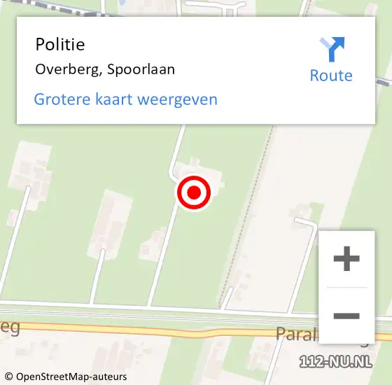 Locatie op kaart van de 112 melding: Politie Overberg, Spoorlaan op 5 december 2014 18:41