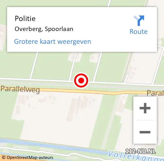 Locatie op kaart van de 112 melding: Politie Overberg, Spoorlaan op 5 december 2014 19:02