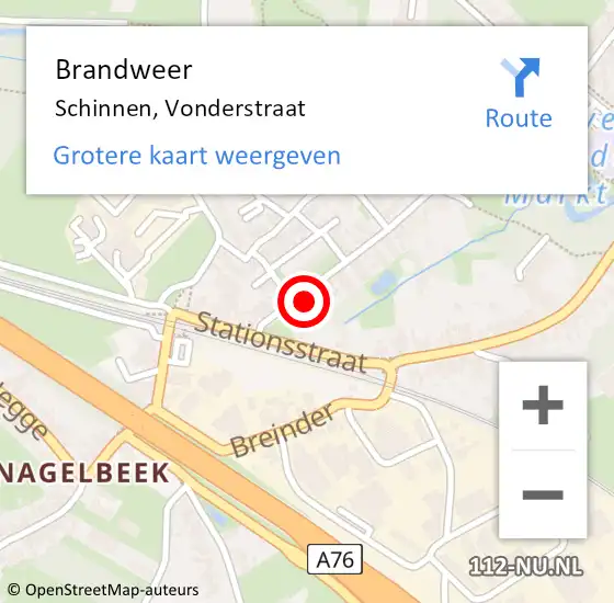 Locatie op kaart van de 112 melding: Brandweer Schinnen, Vonderstraat op 5 december 2014 19:47