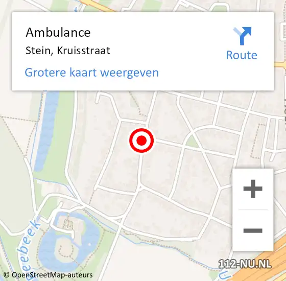 Locatie op kaart van de 112 melding: Ambulance Stein, Kruisstraat op 5 december 2014 20:11