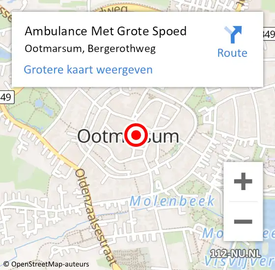 Locatie op kaart van de 112 melding: Ambulance Met Grote Spoed Naar Ootmarsum, Bergerothweg op 5 december 2014 20:14