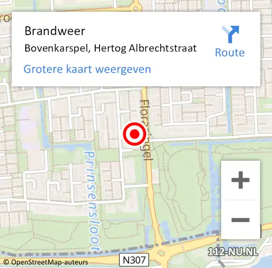 Locatie op kaart van de 112 melding: Brandweer Bovenkarspel, Hertog Albrechtstraat op 5 december 2014 20:15