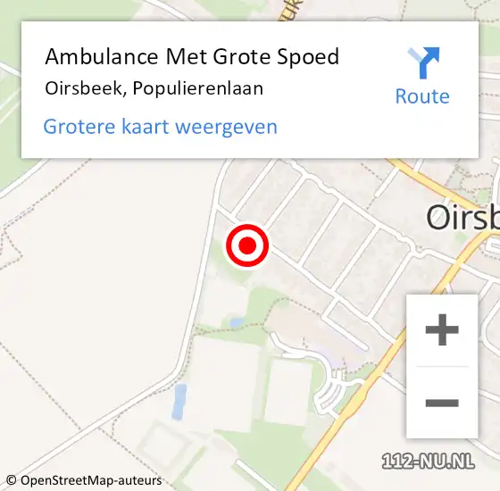 Locatie op kaart van de 112 melding: Ambulance Met Grote Spoed Naar Oirsbeek, Populierenlaan op 5 december 2014 20:20