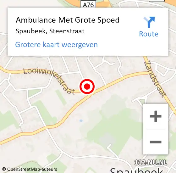 Locatie op kaart van de 112 melding: Ambulance Met Grote Spoed Naar Spaubeek, Steenstraat op 5 december 2014 20:58