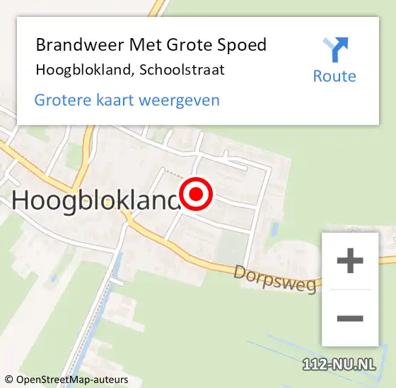 Locatie op kaart van de 112 melding: Brandweer Met Grote Spoed Naar Hoogblokland, Schoolstraat op 5 december 2014 21:30