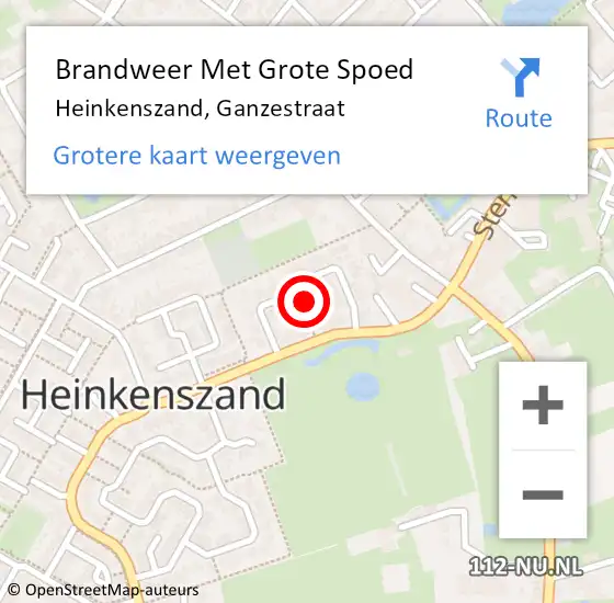 Locatie op kaart van de 112 melding: Brandweer Met Grote Spoed Naar Heinkenszand, Ganzestraat op 5 december 2014 21:43