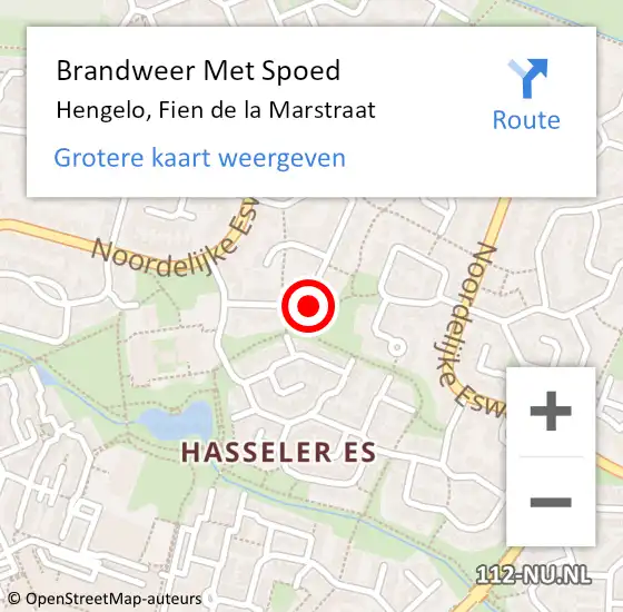 Locatie op kaart van de 112 melding: Brandweer Met Spoed Naar Hengelo, Fien de la Marstraat op 5 december 2014 21:47