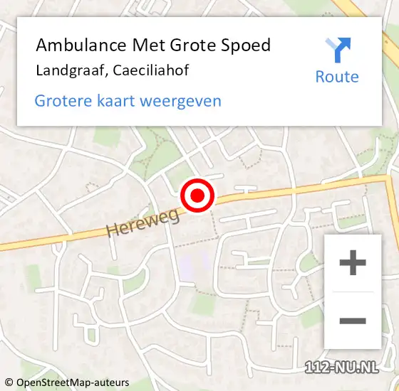 Locatie op kaart van de 112 melding: Ambulance Met Grote Spoed Naar Landgraaf, Caeciliahof op 5 december 2014 21:49