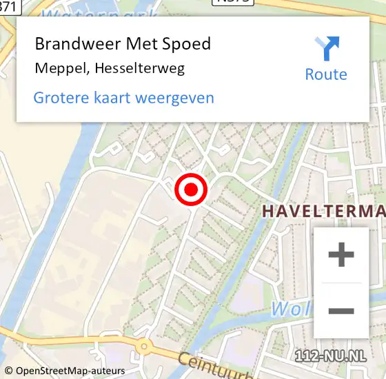 Locatie op kaart van de 112 melding: Brandweer Met Spoed Naar Meppel, Hesselterweg op 5 december 2014 21:53