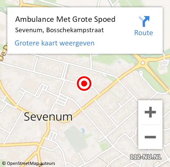 Locatie op kaart van de 112 melding: Ambulance Met Grote Spoed Naar Sevenum, Bosschekampstraat op 5 december 2014 22:00