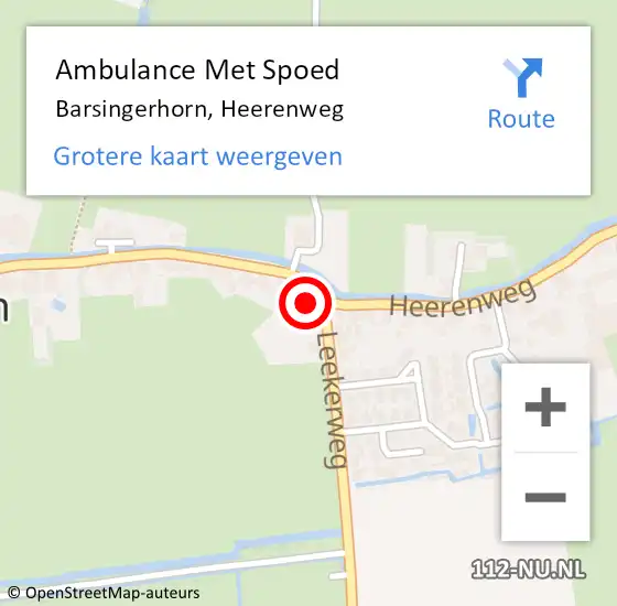 Locatie op kaart van de 112 melding: Ambulance Met Spoed Naar Barsingerhorn, Heerenweg op 5 december 2014 22:44