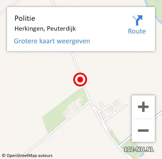 Locatie op kaart van de 112 melding: Politie Herkingen, Peuterdijk op 5 december 2014 23:08