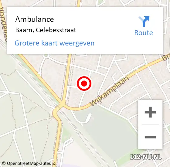 Locatie op kaart van de 112 melding: Ambulance Baarn, Celebesstraat op 5 december 2014 23:50