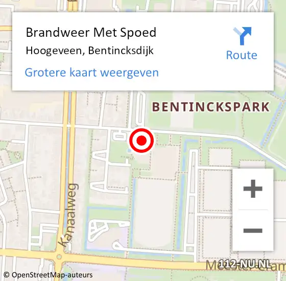 Locatie op kaart van de 112 melding: Brandweer Met Spoed Naar Hoogeveen, Bentincksdijk op 23 oktober 2013 11:10