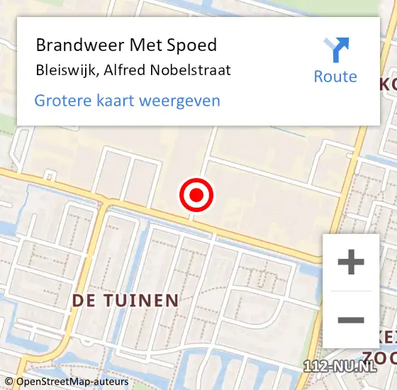 Locatie op kaart van de 112 melding: Brandweer Met Spoed Naar Bleiswijk, Alfred Nobelstraat op 6 december 2014 01:52