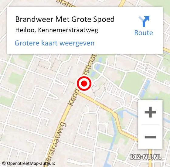 Locatie op kaart van de 112 melding: Brandweer Met Grote Spoed Naar Heiloo, Kennemerstraatweg op 6 december 2014 02:25