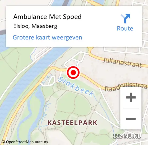 Locatie op kaart van de 112 melding: Ambulance Met Spoed Naar Elsloo, Maasberg op 6 december 2014 04:35