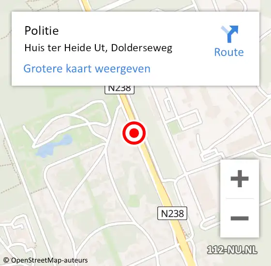 Locatie op kaart van de 112 melding: Politie Huis ter Heide Ut, Dolderseweg op 23 oktober 2013 11:20