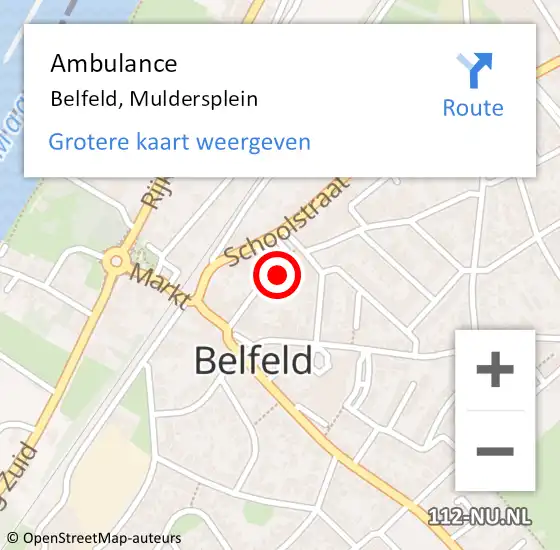 Locatie op kaart van de 112 melding: Ambulance Belfeld, Muldersplein op 6 december 2014 07:29