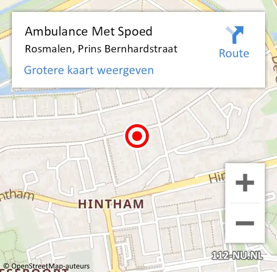 Locatie op kaart van de 112 melding: Ambulance Met Spoed Naar Rosmalen, Prins Bernhardstraat op 6 december 2014 08:02