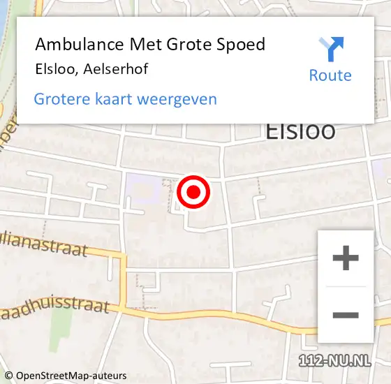 Locatie op kaart van de 112 melding: Ambulance Met Grote Spoed Naar Elsloo, Aelserhof op 6 december 2014 08:23