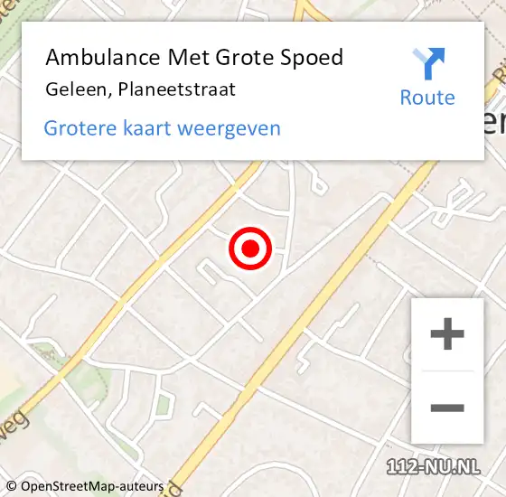 Locatie op kaart van de 112 melding: Ambulance Met Grote Spoed Naar Geleen, Planeetstraat op 6 december 2014 09:21