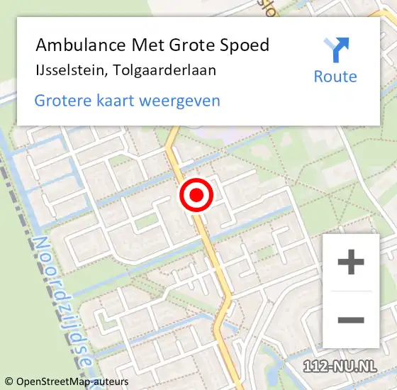 Locatie op kaart van de 112 melding: Ambulance Met Grote Spoed Naar IJsselstein, Tolgaarderlaan op 6 december 2014 09:28