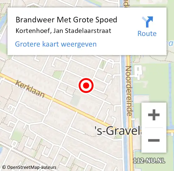 Locatie op kaart van de 112 melding: Brandweer Met Grote Spoed Naar Kortenhoef, Jan Stadelaarstraat op 6 december 2014 09:30