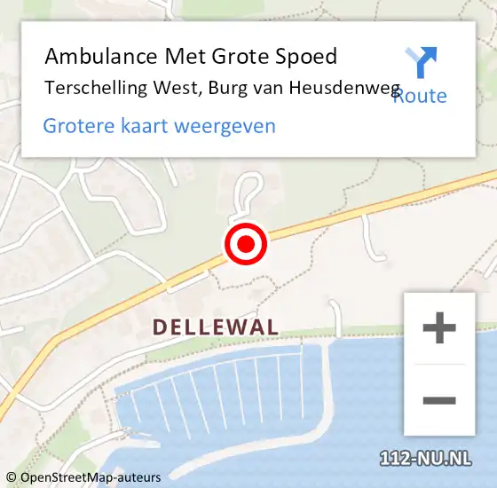 Locatie op kaart van de 112 melding: Ambulance Met Grote Spoed Naar Terschelling West, Burg van Heusdenweg op 6 december 2014 09:35