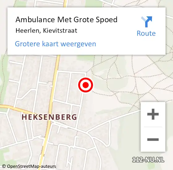 Locatie op kaart van de 112 melding: Ambulance Met Grote Spoed Naar Heerlen, Kievitstraat op 6 december 2014 09:48