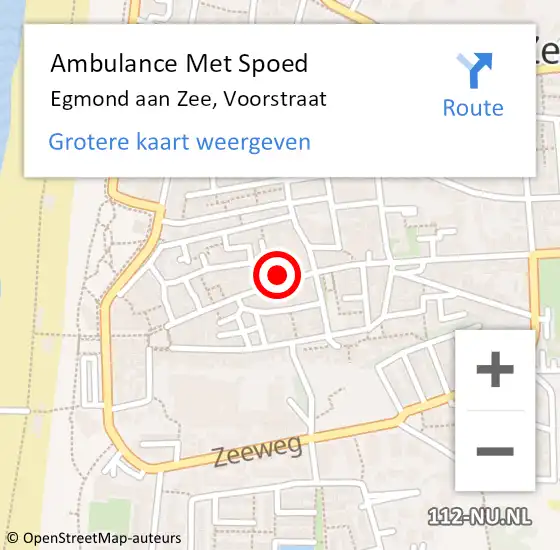 Locatie op kaart van de 112 melding: Ambulance Met Spoed Naar Egmond aan Zee, Voorstraat op 23 oktober 2013 11:32