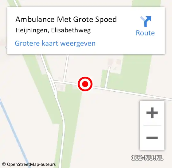 Locatie op kaart van de 112 melding: Ambulance Met Grote Spoed Naar Heijningen, Elisabethweg op 6 december 2014 09:58