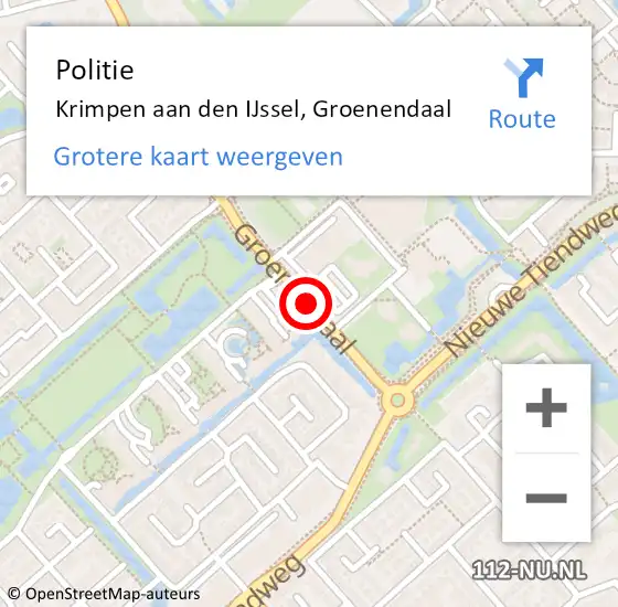 Locatie op kaart van de 112 melding: Politie Krimpen aan den IJssel, Groenendaal op 6 december 2014 10:24