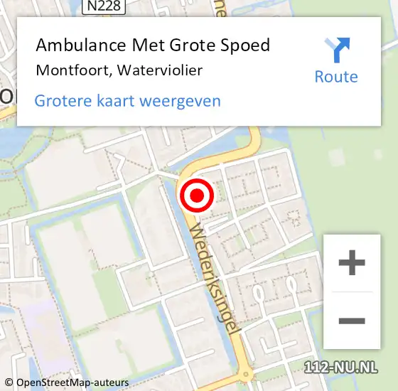 Locatie op kaart van de 112 melding: Ambulance Met Grote Spoed Naar Montfoort, Waterviolier op 6 december 2014 10:48