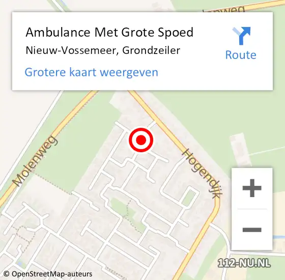 Locatie op kaart van de 112 melding: Ambulance Met Grote Spoed Naar Nieuw-Vossemeer, Grondzeiler op 6 december 2014 10:57