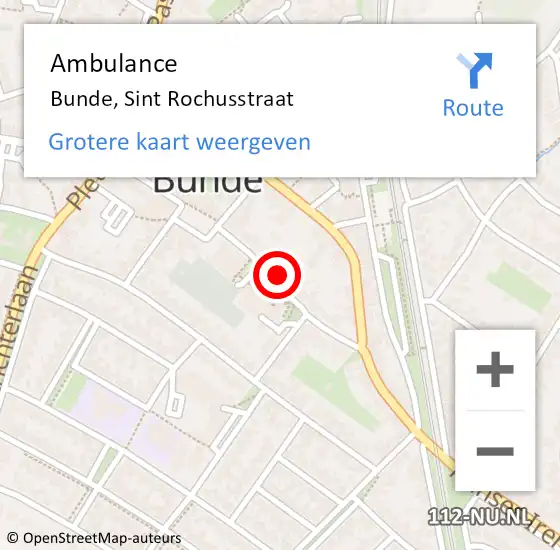 Locatie op kaart van de 112 melding: Ambulance Bunde, Sint Rochusstraat op 6 december 2014 11:30