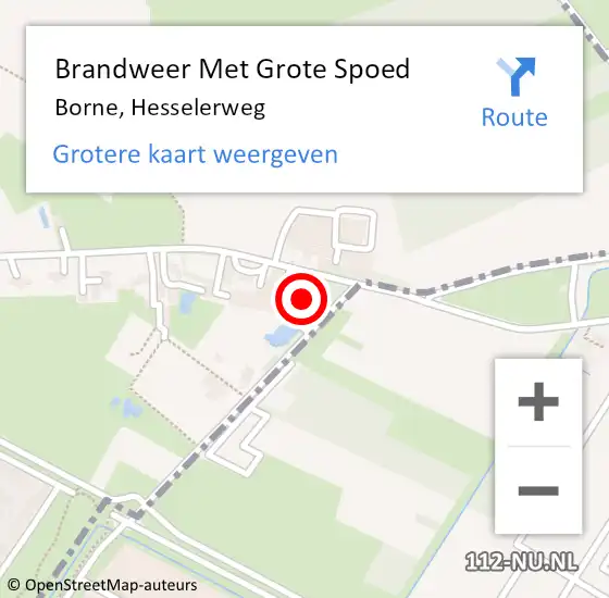 Locatie op kaart van de 112 melding: Brandweer Met Grote Spoed Naar Borne, Hesselerweg op 6 december 2014 12:06