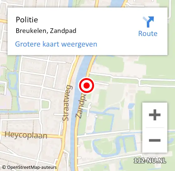 Locatie op kaart van de 112 melding: Politie Breukelen, Zandpad op 6 december 2014 12:49