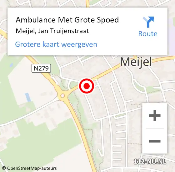 Locatie op kaart van de 112 melding: Ambulance Met Grote Spoed Naar Meijel, Jan Truijenstraat op 6 december 2014 12:50