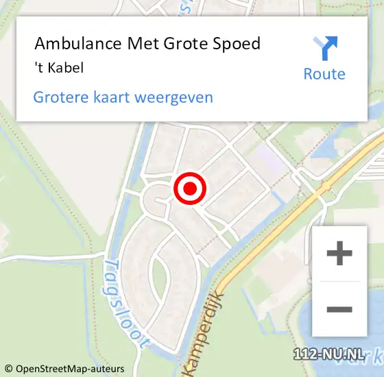 Locatie op kaart van de 112 melding: Ambulance Met Grote Spoed Naar 't Kabel op 6 december 2014 12:51