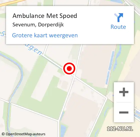 Locatie op kaart van de 112 melding: Ambulance Met Spoed Naar Sevenum, Dorperdijk op 6 december 2014 12:57