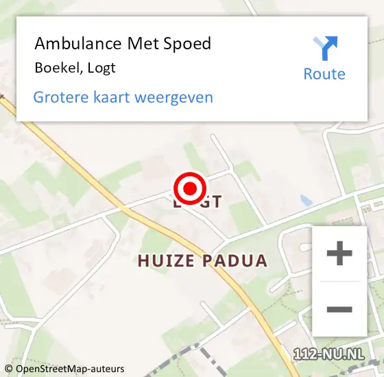 Locatie op kaart van de 112 melding: Ambulance Met Spoed Naar Boekel, Logt op 6 december 2014 13:07